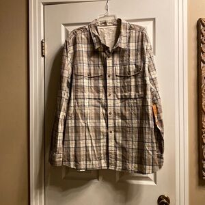 NWT-REI Wallace Lake Shirt Men’s Size XXXL Taupe Plaid Flannel Long Sleeve